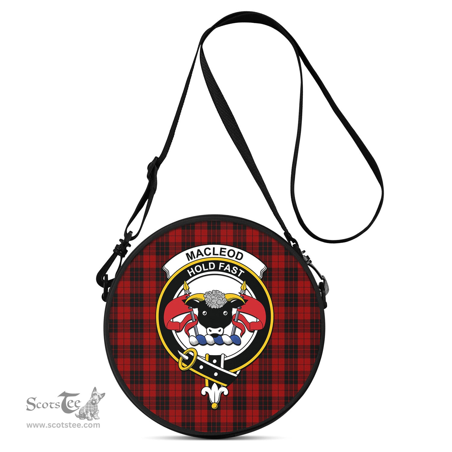 Scottish MacLeod of Raasay Highland Tartan Round Crossbody Bags - Round Purse with Family Crest Scottish Plaid Tartan Plaid - ScotsTee - scotstee.com