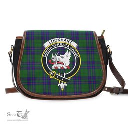 Scottish Lockhart Modern Tartan Saddle Crossbody Bag with Family Crest Scottish Plaid Tartan Plaid - ScotsTee - scotstee.com