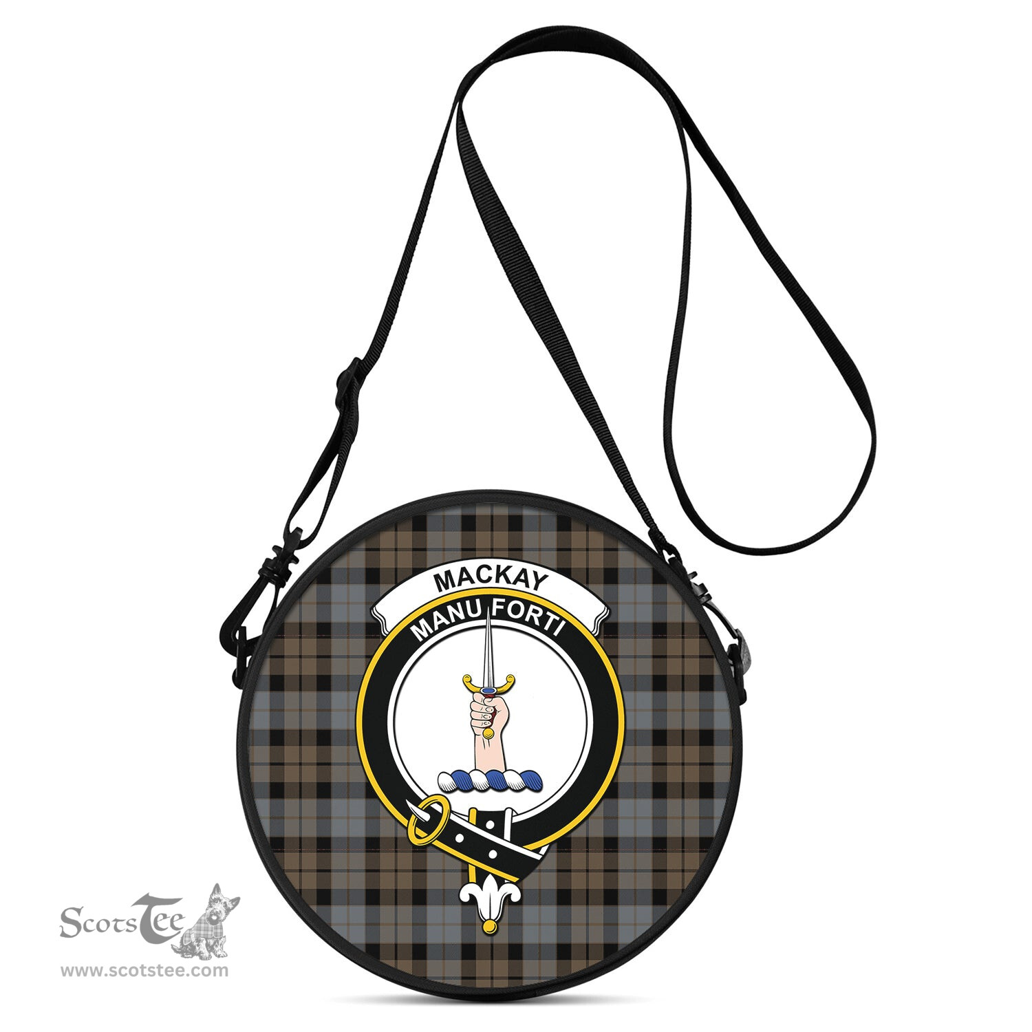 Scottish MacKay Weathered Tartan Round Crossbody Bags - Round Purse with Family Crest Scottish Plaid Tartan Plaid - ScotsTee - scotstee.com