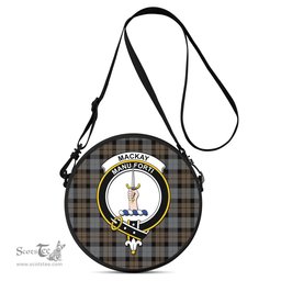 Scottish MacKay Weathered Tartan Round Crossbody Bags - Round Purse with Family Crest Scottish Plaid Tartan Plaid - ScotsTee - scotstee.com