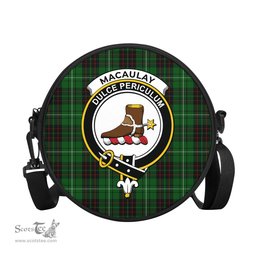 Scottish MacAulay of Lewis Tartan Round Crossbody Bags - Round Purse with Family Crest Scottish Plaid Tartan Plaid - ScotsTee - scotstee.com