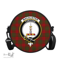 Scottish MacAlister of Glenbarr Tartan Round Crossbody Bags - Round Purse with Family Crest Scottish Plaid Tartan Plaid - ScotsTee - scotstee.com