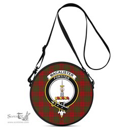 Scottish MacAlister of Glenbarr Tartan Round Crossbody Bags - Round Purse with Family Crest Scottish Plaid Tartan Plaid - ScotsTee - scotstee.com