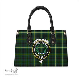 Scottish MacArthur Modern Tartan Leather Bag for Women with Family Crest Scottish Plaid Tartan Plaid - ScotsTee - scotstee.com