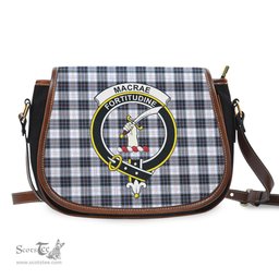 Scottish MacRae Dress Modern Tartan Saddle Crossbody Bag with Family Crest Scottish Plaid Tartan Plaid - ScotsTee - scotstee.com
