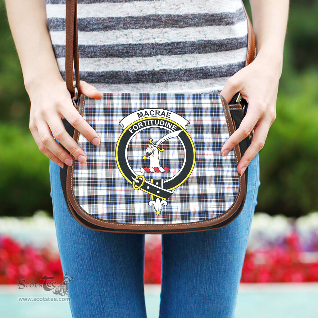Scottish MacRae Dress Modern Tartan Saddle Crossbody Bag with Family Crest Scottish Plaid Tartan Plaid - ScotsTee - scotstee.com