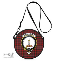 Scottish MacAlister Tartan Round Crossbody Bags - Round Purse with Family Crest Scottish Plaid Tartan Plaid - ScotsTee - scotstee.com