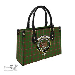 Scottish MacKinnon Hunting Modern Tartan Leather Bag for Women with Family Crest Scottish Plaid Tartan Plaid - ScotsTee - scotstee.com