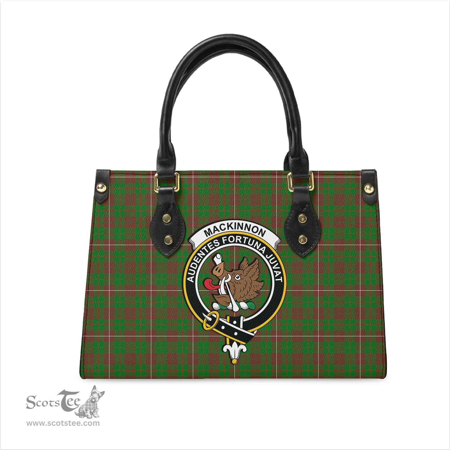 Scottish MacKinnon Hunting Modern Tartan Leather Bag for Women with Family Crest Scottish Plaid Tartan Plaid - ScotsTee - scotstee.com