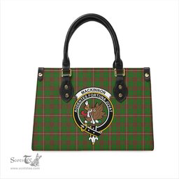 Scottish MacKinnon Hunting Modern Tartan Leather Bag for Women with Family Crest Scottish Plaid Tartan Plaid - ScotsTee - scotstee.com