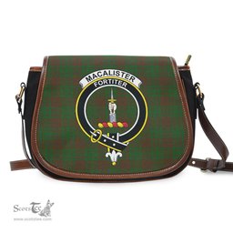 Scottish MacAlister of Glenbarr Hunting Tartan Saddle Crossbody Bag with Family Crest Scottish Plaid Tartan Plaid - ScotsTee - scotstee.com