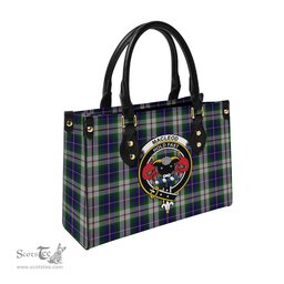Scottish MacLeod Of Californian Tartan Leather Bag for Women with Family Crest Scottish Plaid Tartan Plaid - ScotsTee - scotstee.com