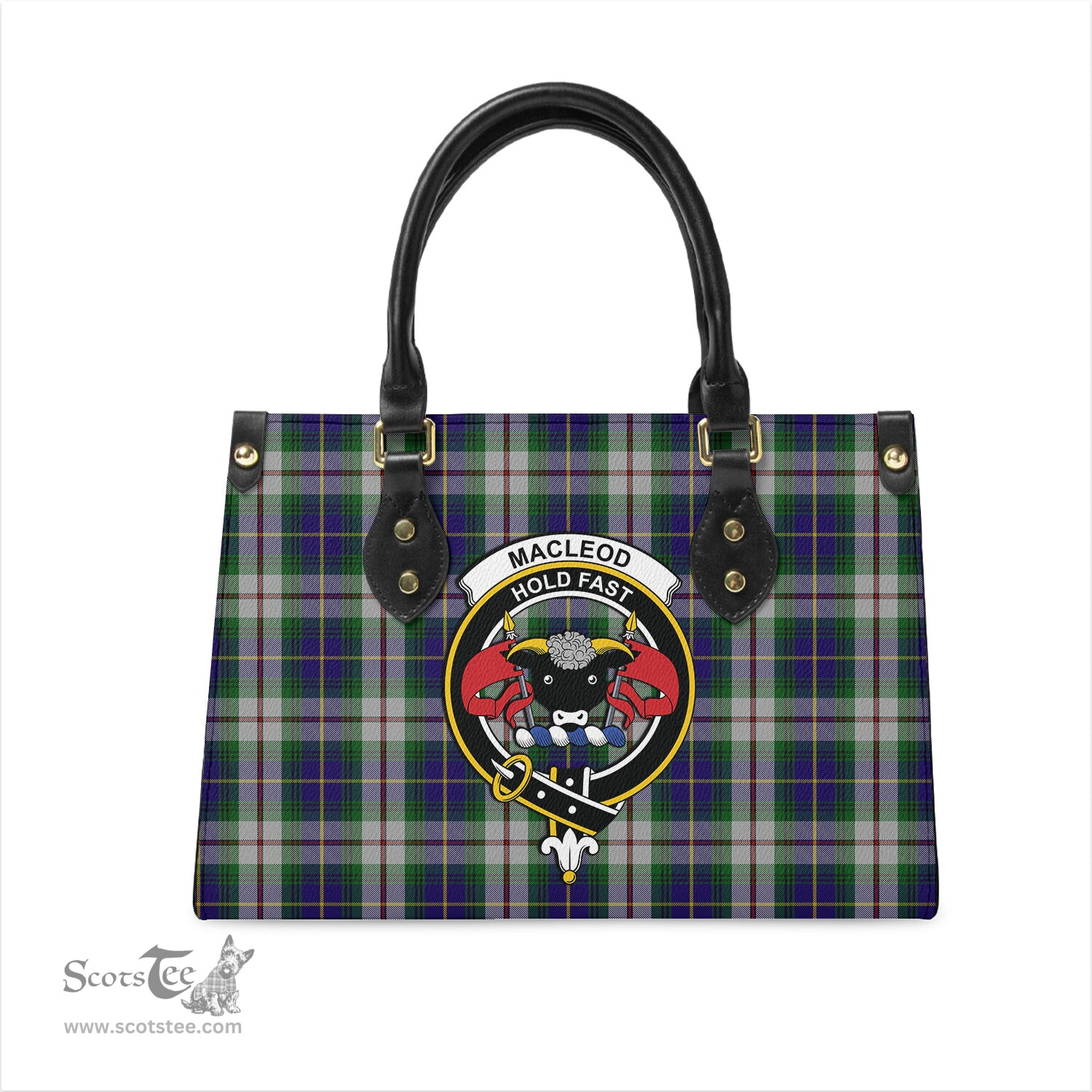 Scottish MacLeod Of Californian Tartan Leather Bag for Women with Family Crest Scottish Plaid Tartan Plaid - ScotsTee - scotstee.com