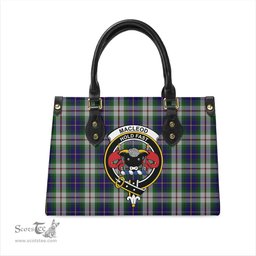 Scottish MacLeod Of Californian Tartan Leather Bag for Women with Family Crest Scottish Plaid Tartan Plaid - ScotsTee - scotstee.com