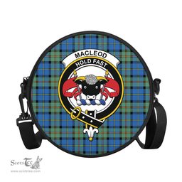 Scottish MacLeod of Harris Ancient Tartan Round Crossbody Bags - Round Purse with Family Crest Scottish Plaid Tartan Plaid - ScotsTee - scotstee.com