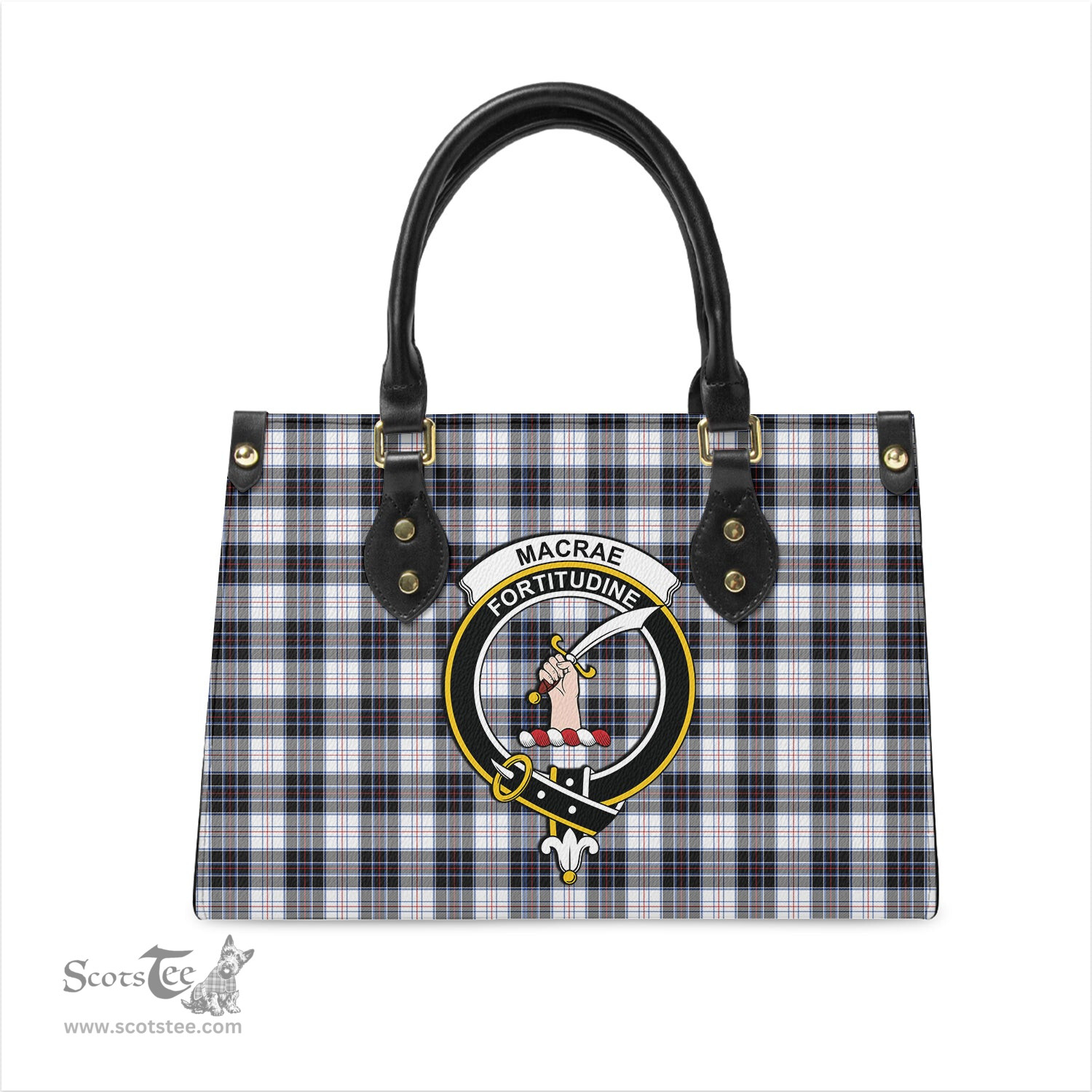 Scottish MacRae Dress Modern Tartan Leather Bag for Women with Family Crest Scottish Plaid Tartan Plaid - ScotsTee - scotstee.com