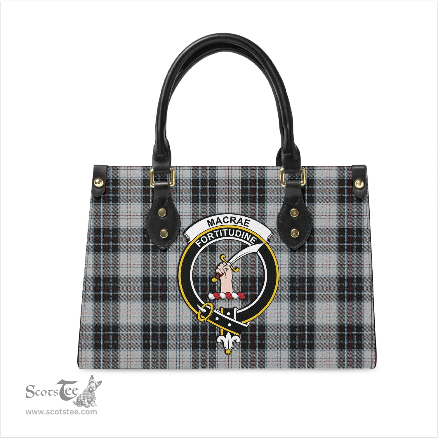 Scottish MacRae Dress Tartan Leather Bag for Women with Family Crest Scottish Plaid Tartan Plaid - ScotsTee - scotstee.com