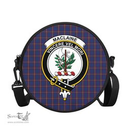 Scottish MacLaine of Lochbuie Tartan Round Crossbody Bags - Round Purse with Family Crest Scottish Plaid Tartan Plaid - ScotsTee - scotstee.com
