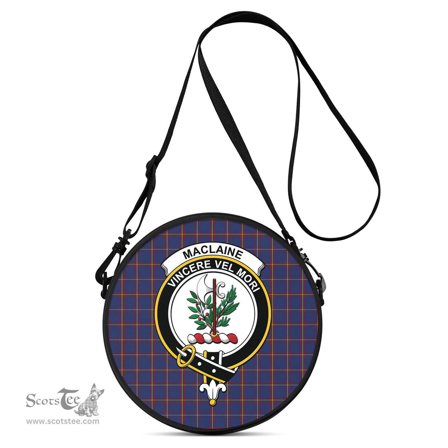 Scottish MacLaine of Lochbuie Tartan Round Crossbody Bags - Round Purse with Family Crest Scottish Plaid Tartan Plaid - ScotsTee - scotstee.com