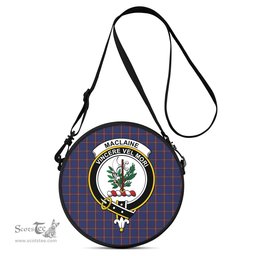 Scottish MacLaine of Lochbuie Tartan Round Crossbody Bags - Round Purse with Family Crest Scottish Plaid Tartan Plaid - ScotsTee - scotstee.com