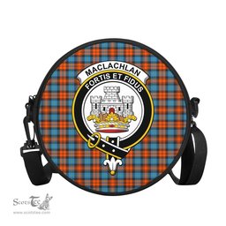 Scottish MacLachlan Ancient Tartan Round Crossbody Bags - Round Purse with Family Crest Scottish Plaid Tartan Plaid - ScotsTee - scotstee.com