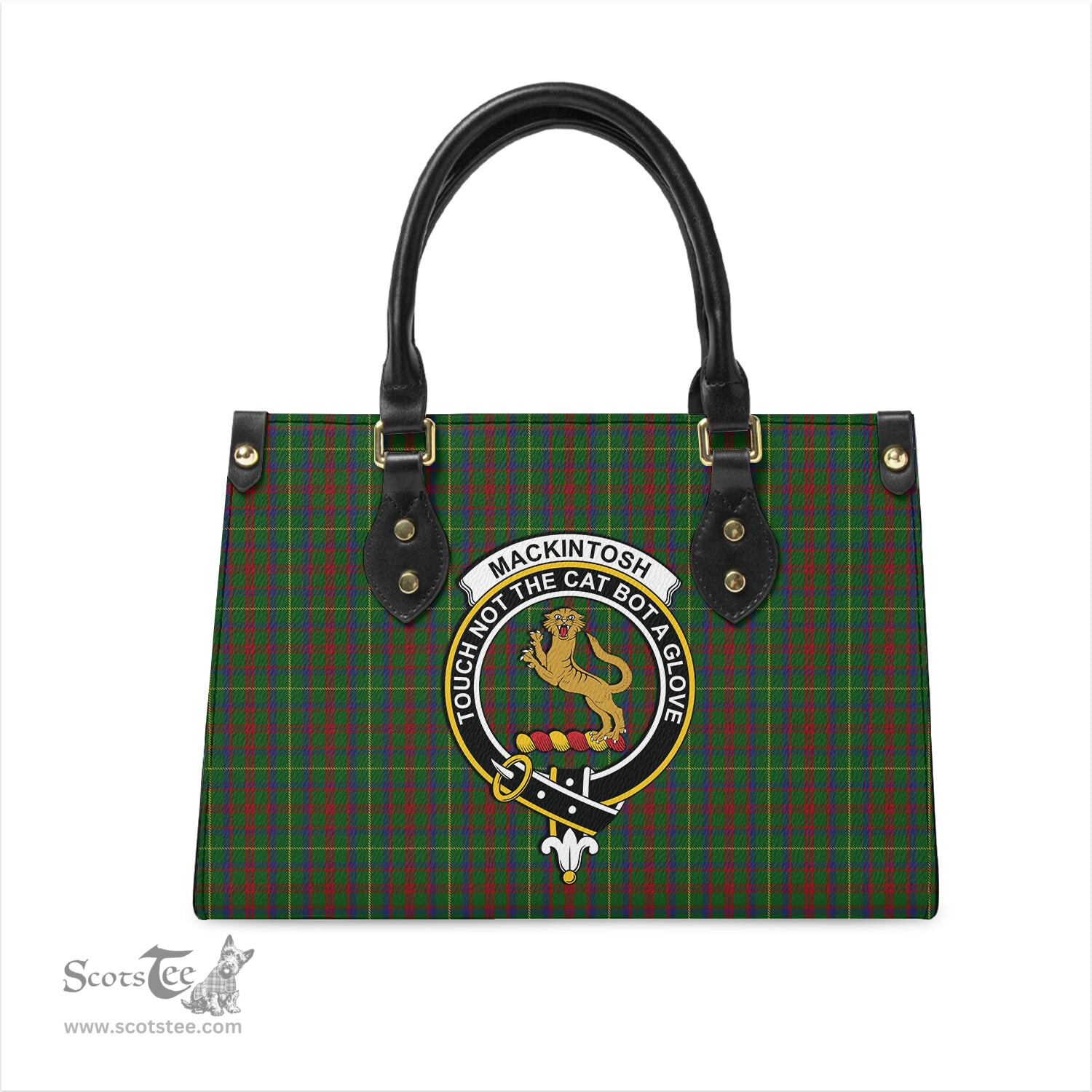 Scottish MacKintosh Hunting Tartan Leather Bag for Women with Family Crest Scottish Plaid Tartan Plaid - ScotsTee - scotstee.com