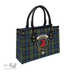 Scottish MacNicol Hunting Tartan Leather Bag for Women with Family Crest Scottish Plaid Tartan Plaid - ScotsTee - scotstee.com
