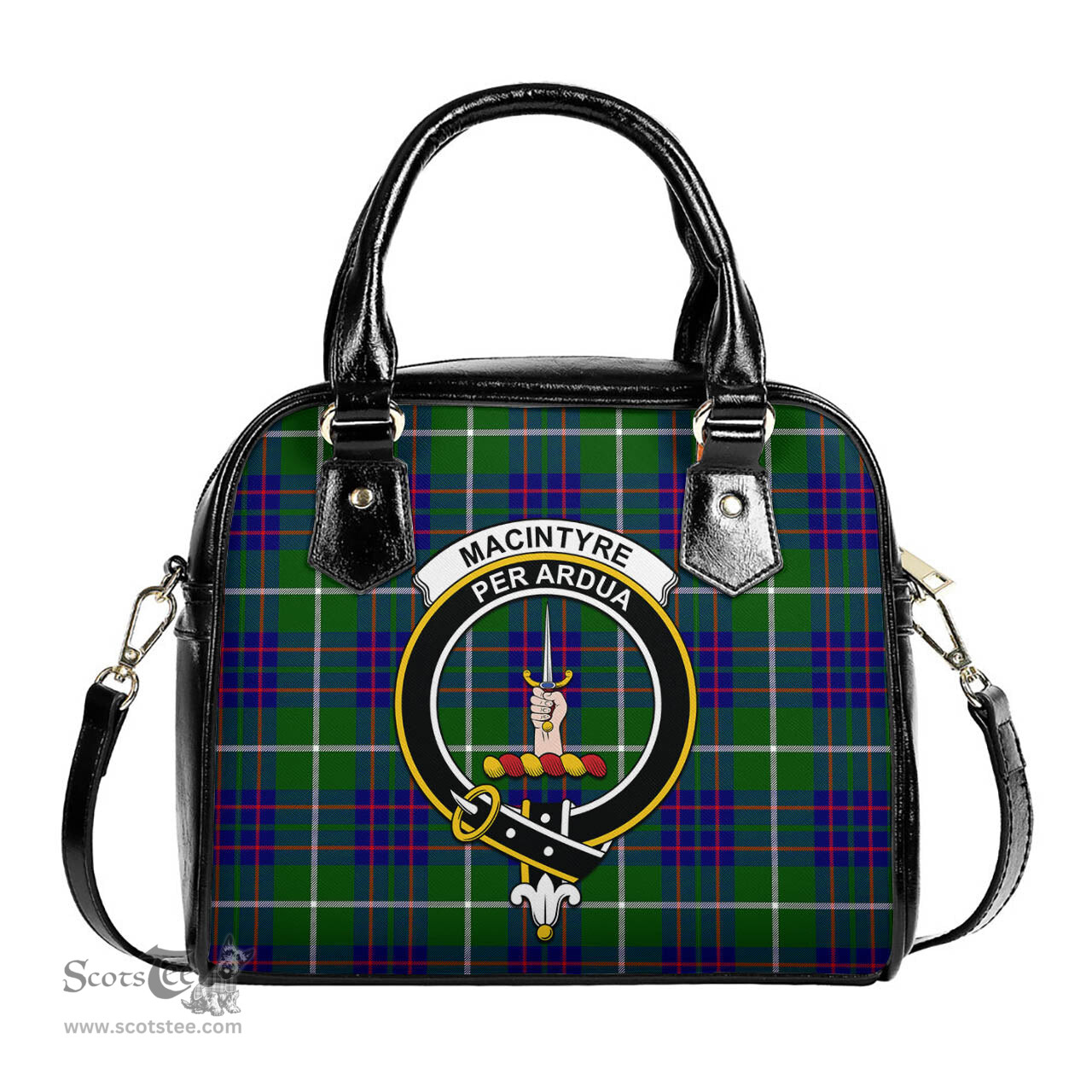 Scottish MacIntyre Hunting Modern Tartan Shoulder Handbags with Family Crest Scottish Plaid Tartan Plaid - ScotsTee - scotstee.com