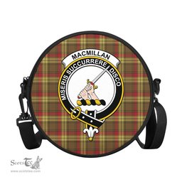 Scottish MacMillan Old Weathered Tartan Round Crossbody Bags - Round Purse with Family Crest Scottish Plaid Tartan Plaid - ScotsTee - scotstee.com
