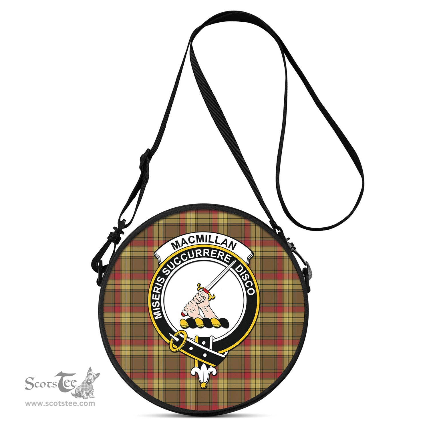 Scottish MacMillan Old Weathered Tartan Round Crossbody Bags - Round Purse with Family Crest Scottish Plaid Tartan Plaid - ScotsTee - scotstee.com