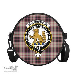 Scottish MacPherson Hunting Ancient Tartan Round Crossbody Bags - Round Purse with Family Crest Scottish Plaid Tartan Plaid - ScotsTee - scotstee.com