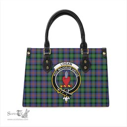 Scottish Logan Ancient Tartan Leather Bag for Women with Family Crest Scottish Plaid Tartan Plaid - ScotsTee - scotstee.com