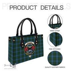 Scottish MacLeod Green Tartan Leather Bag for Women with Family Crest Scottish Plaid Tartan Plaid - ScotsTee - scotstee.com