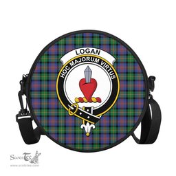 Scottish Logan Ancient Tartan Round Crossbody Bags - Round Purse with Family Crest Scottish Plaid Tartan Plaid - ScotsTee - scotstee.com