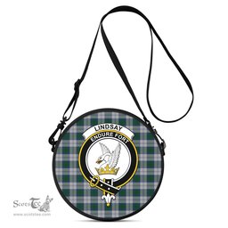 Scottish Lindsay Dress Tartan Round Crossbody Bags - Round Purse with Family Crest Scottish Plaid Tartan Plaid - ScotsTee - scotstee.com