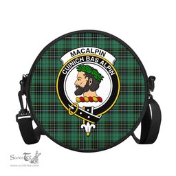 Scottish MacAlpin Ancient Tartan Round Crossbody Bags - Round Purse with Family Crest Scottish Plaid Tartan Plaid - ScotsTee - scotstee.com