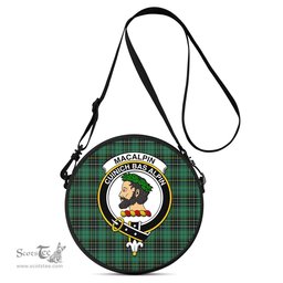 Scottish MacAlpin Ancient Tartan Round Crossbody Bags - Round Purse with Family Crest Scottish Plaid Tartan Plaid - ScotsTee - scotstee.com