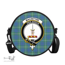 Scottish MacIntyre Hunting Ancient Tartan Round Crossbody Bags - Round Purse with Family Crest Scottish Plaid Tartan Plaid - ScotsTee - scotstee.com