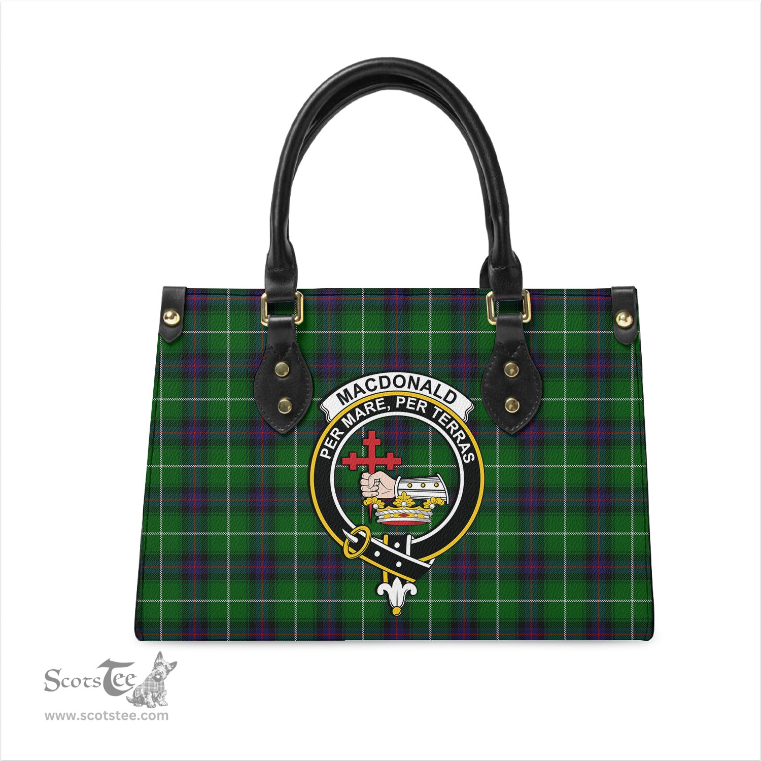 Scottish MacDonald of The Isles Tartan Leather Bag for Women with Family Crest Scottish Plaid Tartan Plaid - ScotsTee - scotstee.com