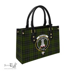 Scottish MacLean Hunting Tartan Leather Bag for Women with Family Crest Scottish Plaid Tartan Plaid - ScotsTee - scotstee.com