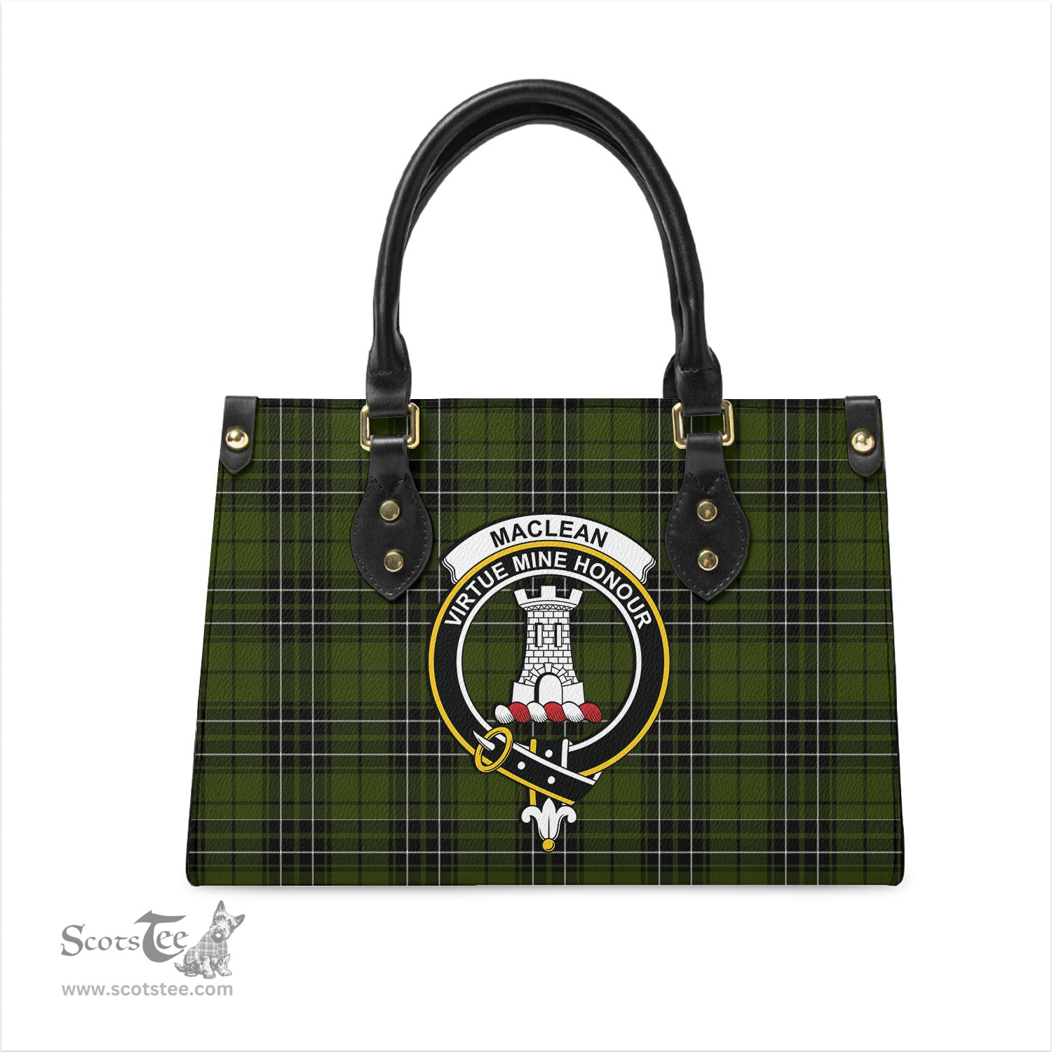 Scottish MacLean Hunting Tartan Leather Bag for Women with Family Crest Scottish Plaid Tartan Plaid - ScotsTee - scotstee.com