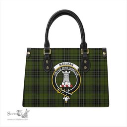 Scottish MacLean Hunting Tartan Leather Bag for Women with Family Crest Scottish Plaid Tartan Plaid - ScotsTee - scotstee.com