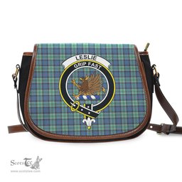 Scottish Leslie Hunting Ancient Tartan Saddle Crossbody Bag with Family Crest Scottish Plaid Tartan Plaid - ScotsTee - scotstee.com