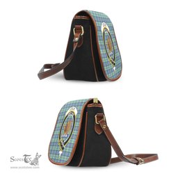 Scottish Leslie Hunting Ancient Tartan Saddle Crossbody Bag with Family Crest Scottish Plaid Tartan Plaid - ScotsTee - scotstee.com