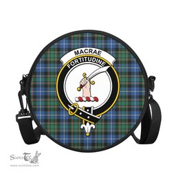 Scottish MacRae Hunting Ancient Tartan Round Crossbody Bags - Round Purse with Family Crest Scottish Plaid Tartan Plaid - ScotsTee - scotstee.com