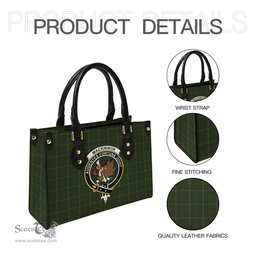 Scottish MacKinnon Hunting Tartan Leather Bag for Women with Family Crest Scottish Plaid Tartan Plaid - ScotsTee - scotstee.com