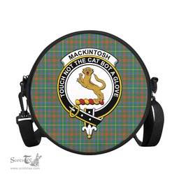 Scottish MacKintosh Hunting Ancient Tartan Round Crossbody Bags - Round Purse with Family Crest Scottish Plaid Tartan Plaid - ScotsTee - scotstee.com