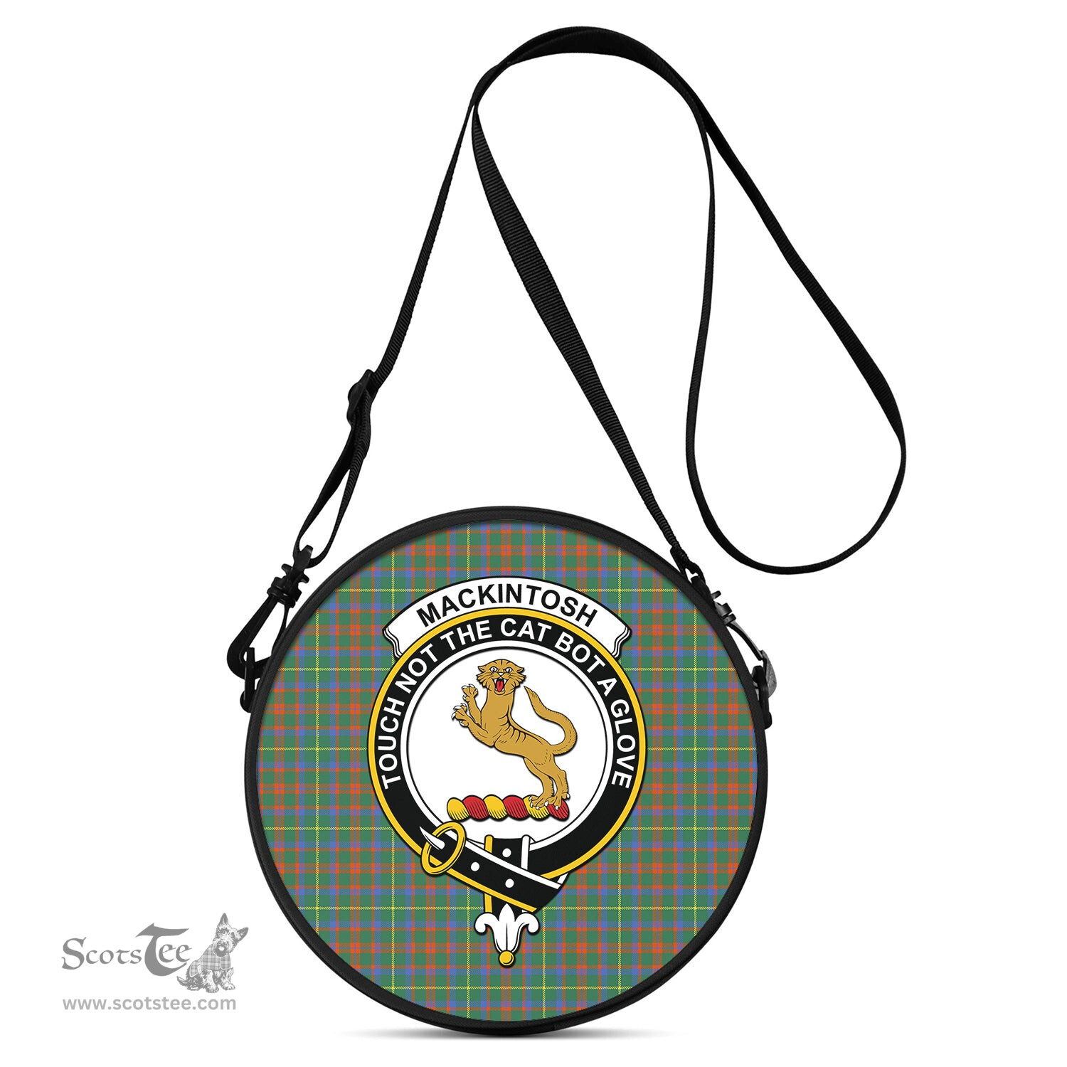Scottish MacKintosh Hunting Ancient Tartan Round Crossbody Bags - Round Purse with Family Crest Scottish Plaid Tartan Plaid - ScotsTee - scotstee.com
