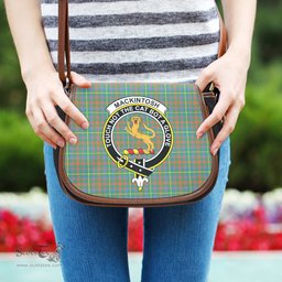 Scottish MacKintosh Hunting Ancient Tartan Saddle Crossbody Bag with Family Crest Scottish Plaid Tartan Plaid - ScotsTee - scotstee.com
