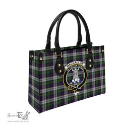 Scottish MacCallum Dress Tartan Leather Bag for Women with Family Crest Scottish Plaid Tartan Plaid - ScotsTee - scotstee.com
